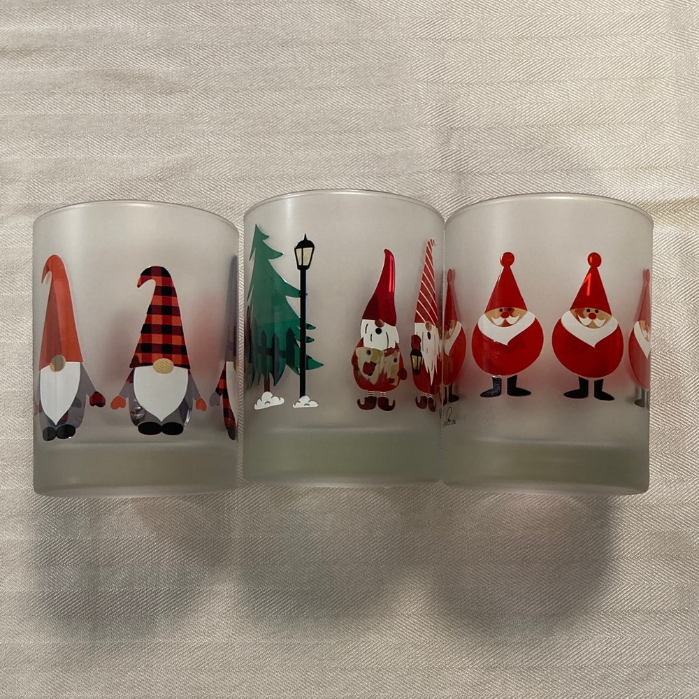 Culver Set of 3 Christmas Gnome Cocktail glasses Last Chance- REASONABLE OFFERS